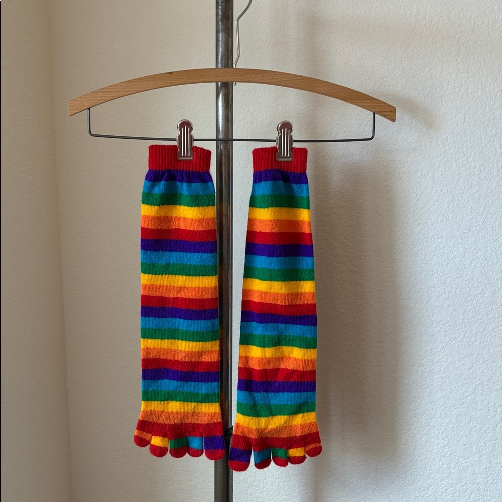 80s 90s Vintage Rainbow Striped Toe Socks NWOT
